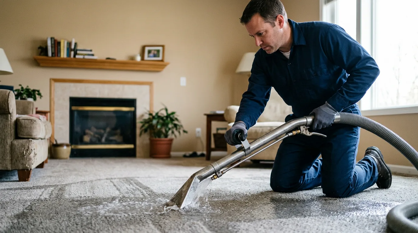 Water damage restoration technician working near Cory, IN